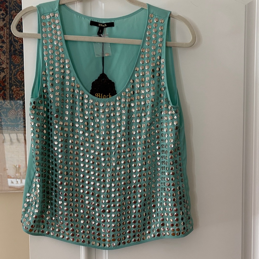 Embellished Teal Tank Top